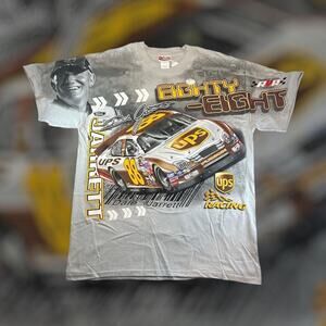 NEW Vintage Chase Authentics Dale Jarrett UPS #88 Eighty-Eight AOP Shirt Size L